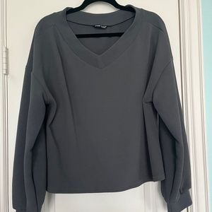 Gray V-Neck Blouse